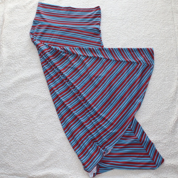 Lularoe Striped Blue and Red Large Maxi Skirt - Picture 2 of 3